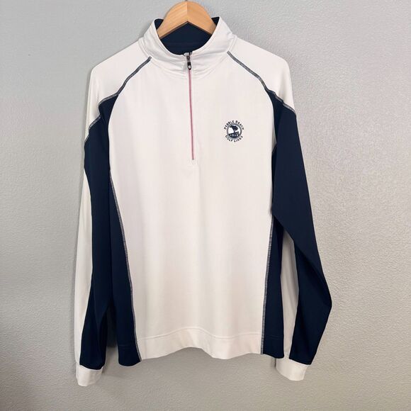 FootJoy Pebble Beach Golf Links 1919 Quarter Zip Pullover Men’s M White Navy FJ - Picture 1 of 9